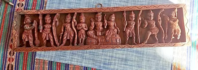 Wooden Finish Deep Hand Carved Art Work Vintage Wooden Panel Dashavathara?