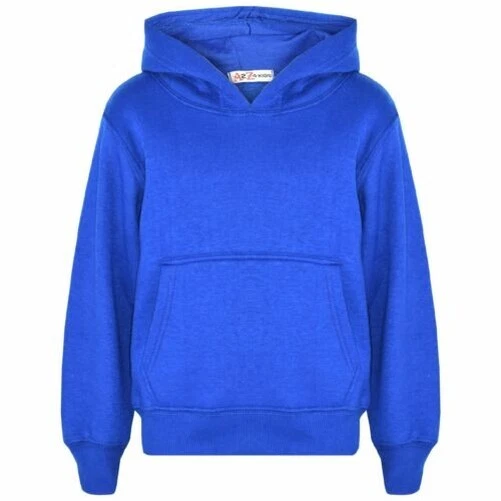 Bambine Ragazzi Felpa Top Tinta Unita Blu Reale con Cappuccio Maglioncini 2-13