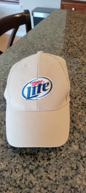 Vintage Miller Lite Beer Hat Tan Baseball Trucker Strapback Cap Acme New Rare