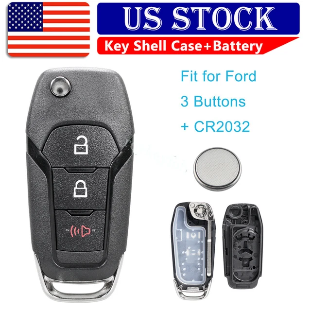 Flip Key Remote 3B Case for Ford F-150 F-250 F350 F-450 F-550 Explorer + Battery