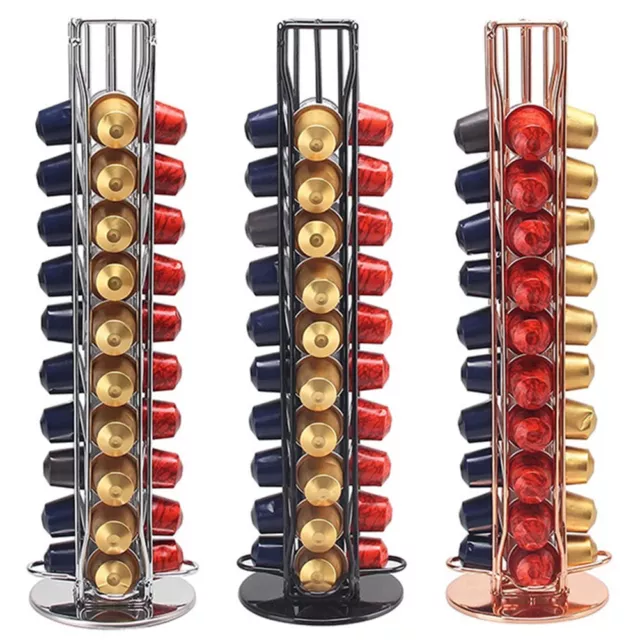 Rotating 40 Capsule Coffee Pod Capsule Holder Tower Stand Rack Brand New