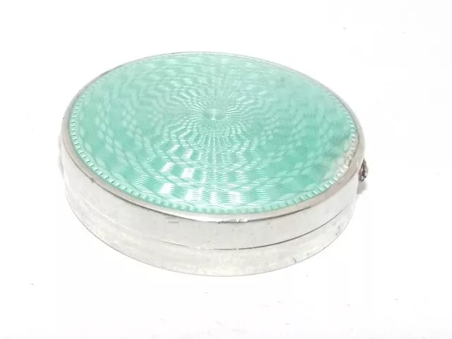 Vintage Art Deco Sterling Silver & Guilloche Enamel Box, Birmingham 1927