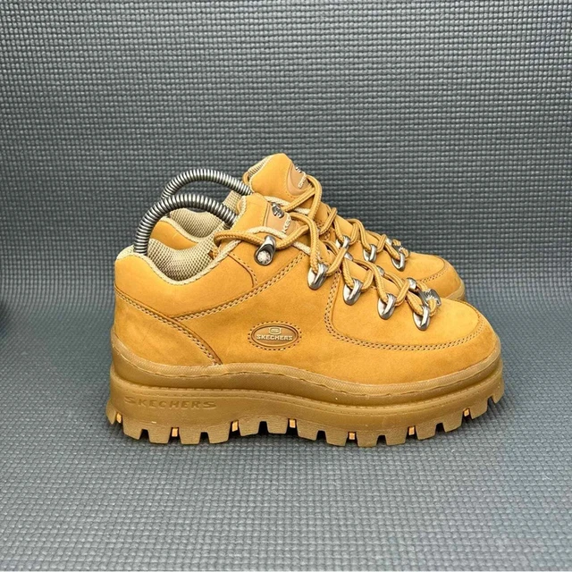 NWOT Skechers Jammers Vintage Y2K Chunky Platform Shoe Tan Leather Womens Sz 7.5