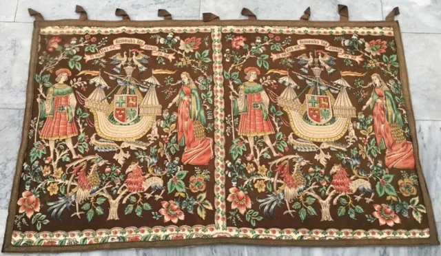 Vintage French Tapestry Medieval Hunting Wall Decor Tapestry 2x4 ft Free Ship