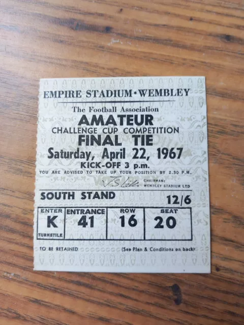 1967 FA Amateur Cup Final Ticket – Enfield vs Skelmersdale United