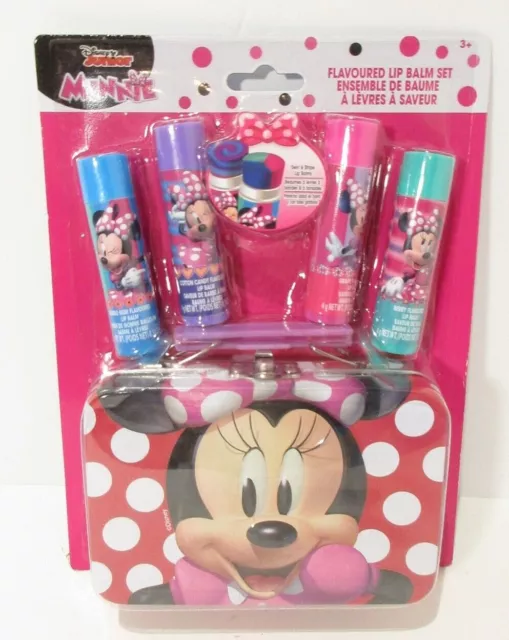 Minnie Mouse 4 Flavored Lip Balm Set with Metal Case FREE US SHIPPING