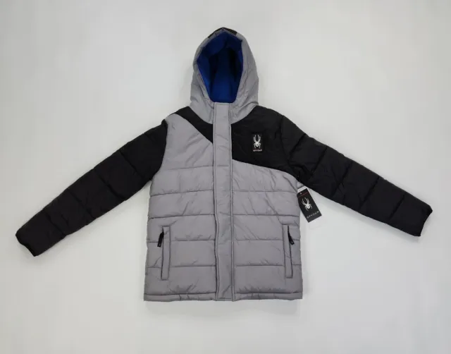 Spyder Boys Puffer Jacket Large Alloy and Black