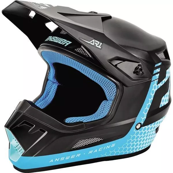 Black/Blue/Light Blue Sz S Answer Racing AR1 Charge Youth Helmet