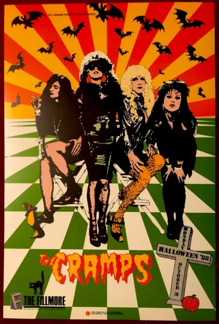 Cramps ~ Original 1988 Fillmore Halloween Concert Poster Bill Graham 13" x 19.4"