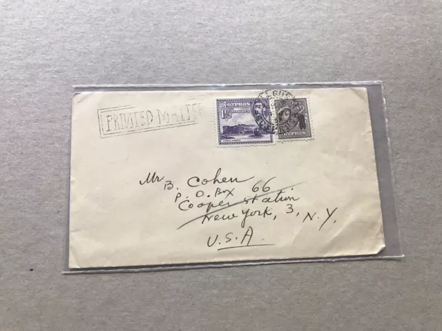 Cyprus 1957 Cover to US +Mixed Franking KGVI &QEII +Famagusta CDS +Stamp Letter