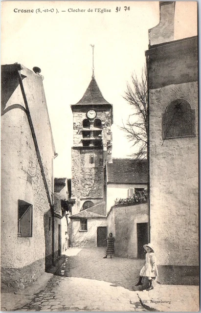 95 CROSNE - le clocher de l'eglise.