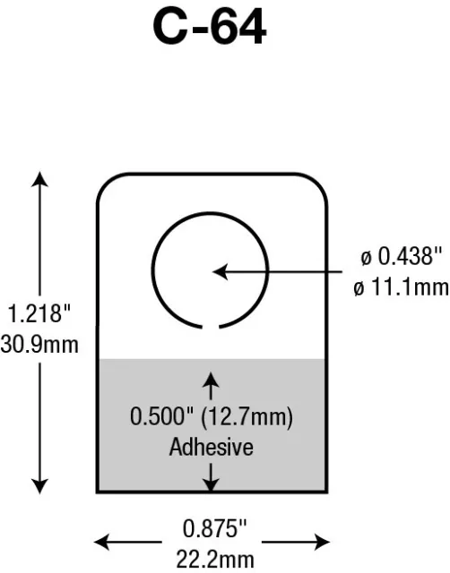 Round Hole Hang Tab with Adhesive 1,000 Pack. (.875" X 1.218") Hang Tabs