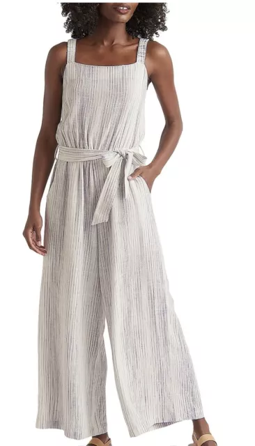 Splendid Women's Twila Linen Blend Striped Wide Leg Jumpsuit Size Large NWT