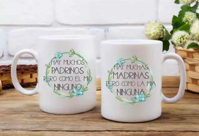 Set of 2 Ceramic mug / Hay muchos padrinos pero como el / gift padrinos