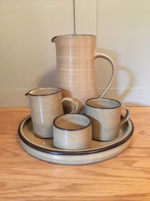 Vintage Abaty Hand Thrown Stoneware Wales Studio Pottery Coffee Set Sugar Milk