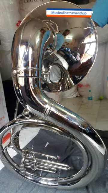 Sousaphone Jumbo 25"Bell Pure Brass Made In Chrome Polish +Case+ Free Fast Ship