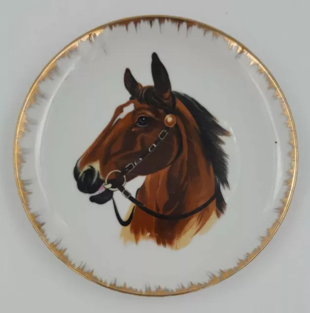 Horse Head 7.5" Collector Plate Brown Horse Bit in Mouth