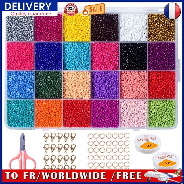 Bracelet Making Beads Kit Colorful Mixed Glass Beads DIY Jewelry Set (C)