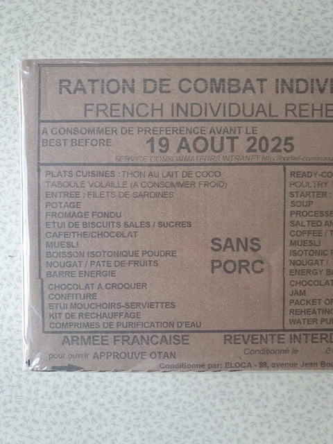 Ration De Combat 24 Heures Armée Française - Neuf - Livraison Économique Possible