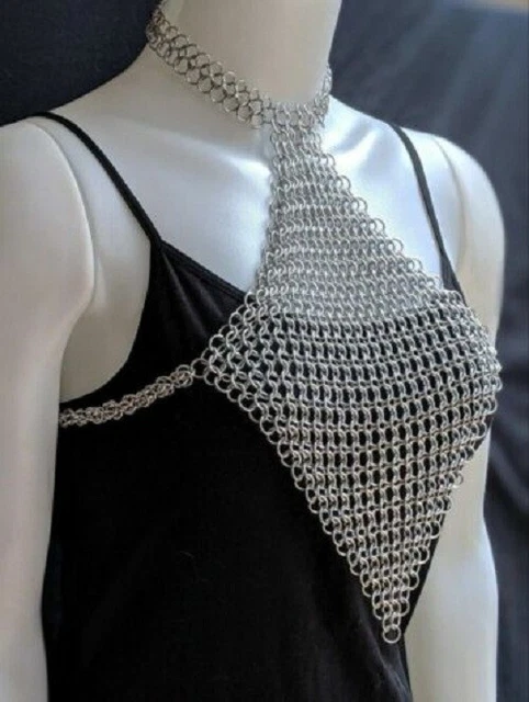 Medieval 9 mm 16 Gauge  Aluminium Butted Chain mail Breast Design For Women