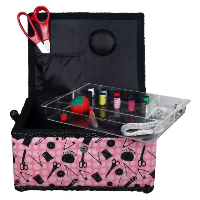 Singer Large Sewing Basket Kit 126pcs-Pink And Black Notions 07276 3