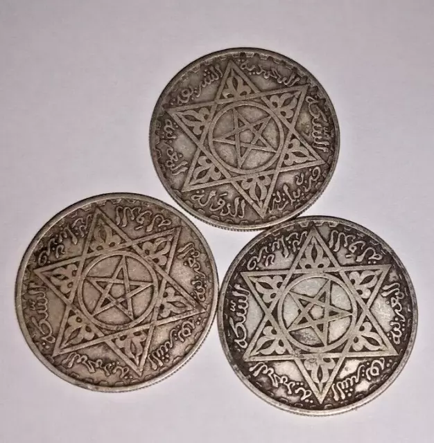 3 Rare Vintage Moroccan Coins: Mohammed V- 200 Francs 1372 (1953)