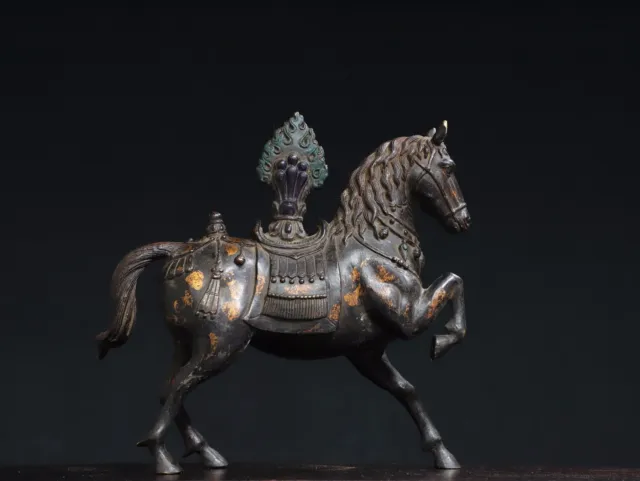 Collectible Chinese old copper gilt handmade horse exquisite statue