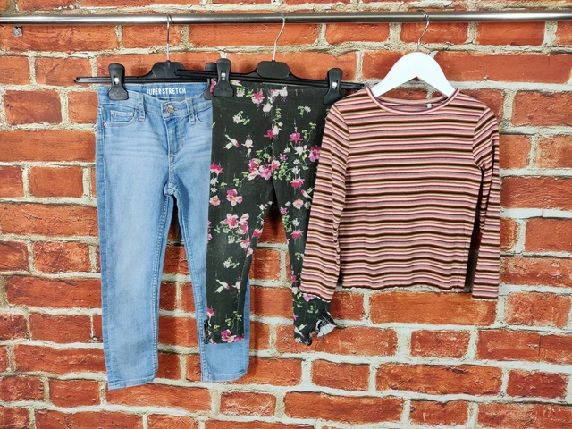 Girls Bundle Age 3-4 Years Next H&M Skinny Jeans Leggings Long Sleeve Tee 104Cm