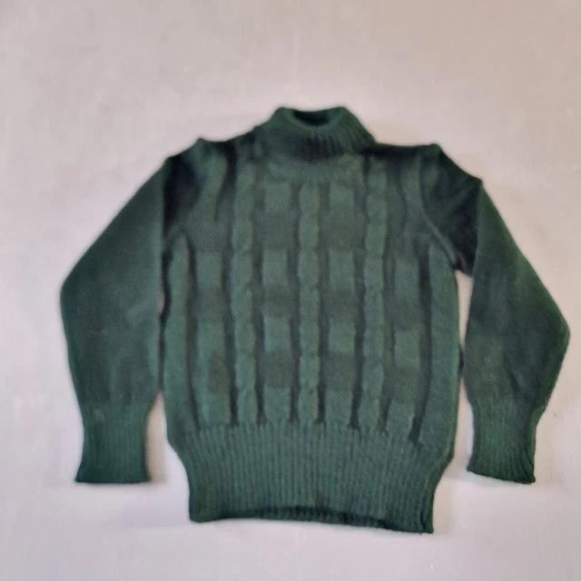 Vintage Cable Knit Jumper -3-4 yrs- Green Cable Knit Deadstock NOS  KA53