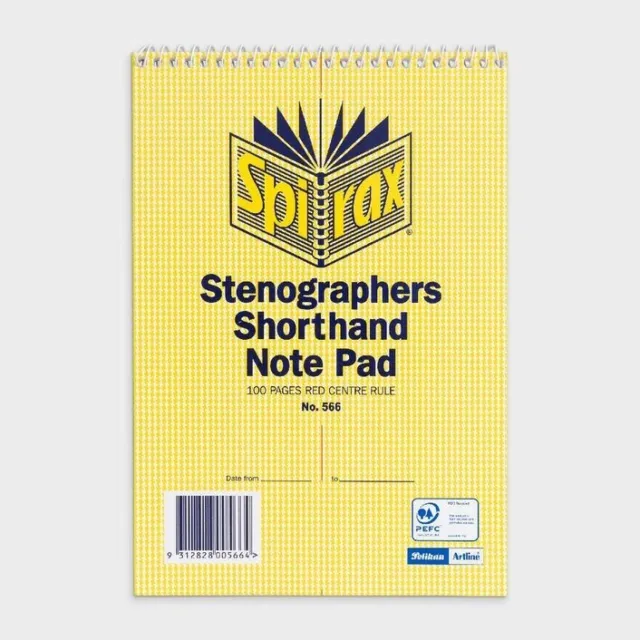 Spirax Stenographers Shorthand Note Pad 100Pg Red Centre Rule