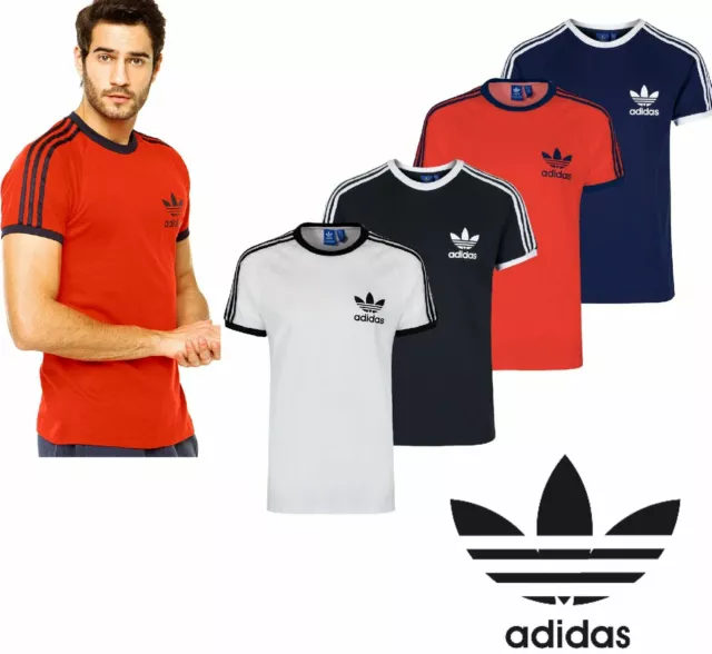 Adidas Originals California Men's T-Shirt Trefoil Retro 3-Stripes Short Sleeve