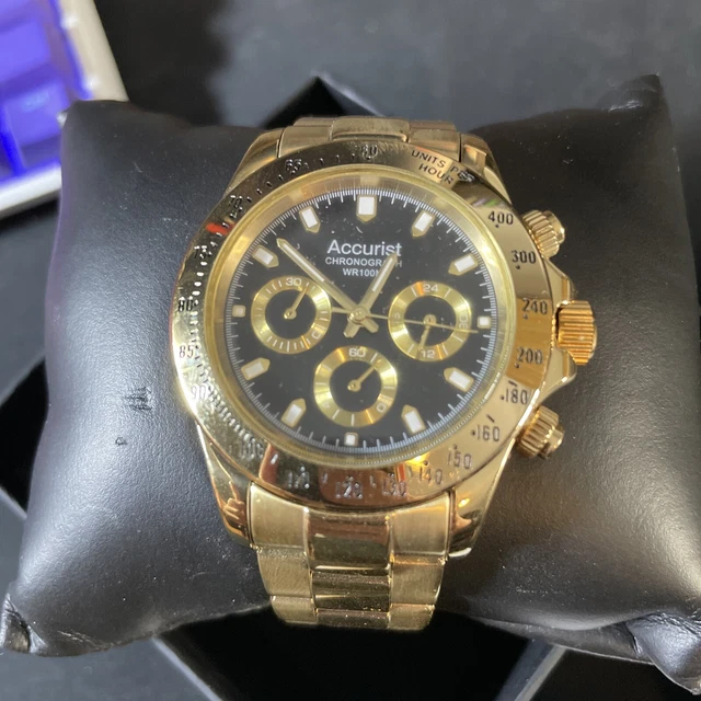 ACCURIST SR621SW MB980B Stainless Steel Gold Chronograph Watch £74.00 ...