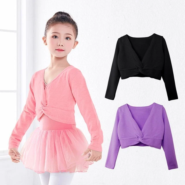 Women Ballet Dance Leotards Sweater Wrap Long Sleeve Costumes Dress Gymnastics
