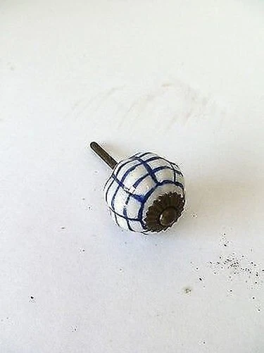 Bouton Poignée en Laiton Et Céramique Décoré Pour Tiroirs Et Meubles Anciens