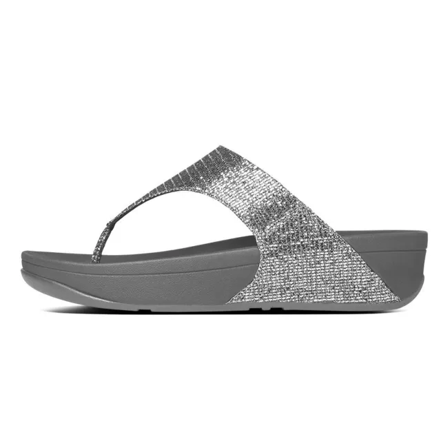 NEW WOMEN'S FITFLOP LULU SUPERGLITZ SILVER 639-011 THONG SANDAL size 10