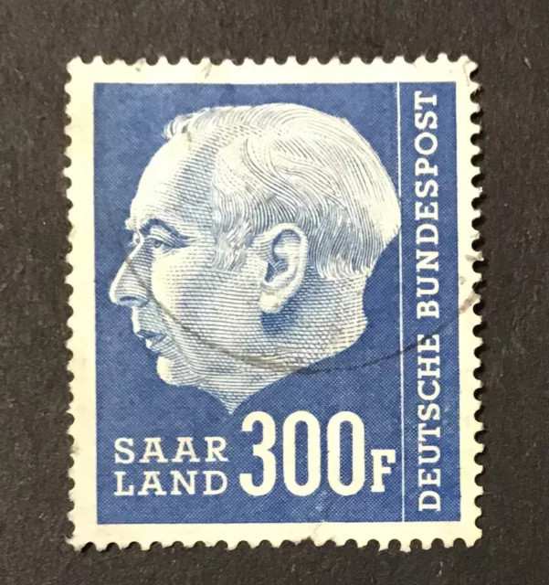 SAAR 1957 VF Used Sc#308 300 fr PRESIDENT THEODOR HEUSS  (W26)