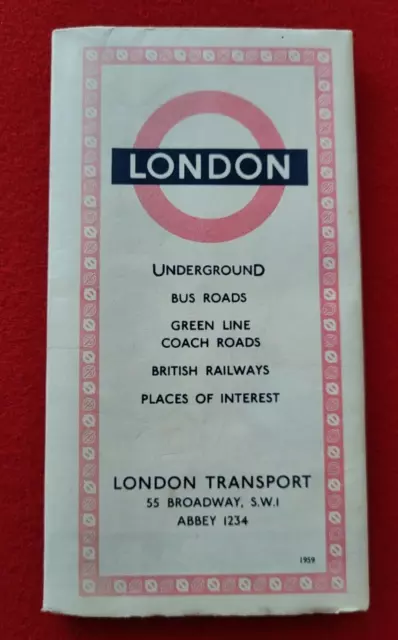 1959 London Transport Underground Buses Green Line Coach places of interest Map