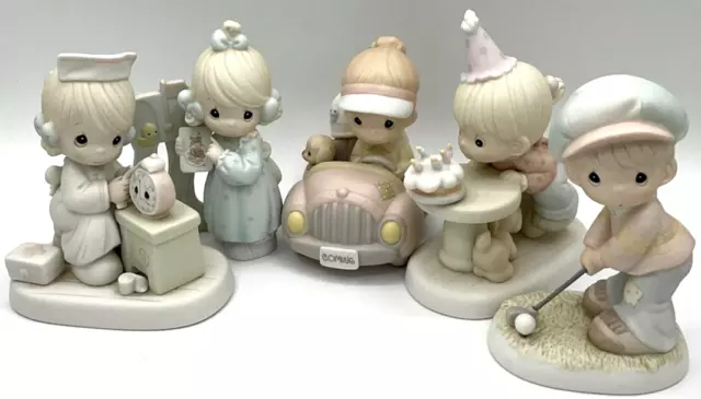 Lot of 5 Precious Moments 1990s Era Enesco Golf Birthday Mail Nurse Driving