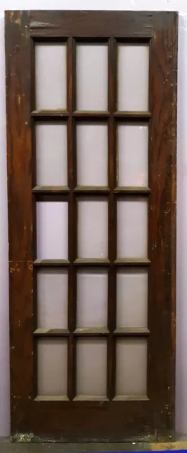 30"x80"1.75" Antique Vintage Old Wood Wooden Interior French Door Window Glass