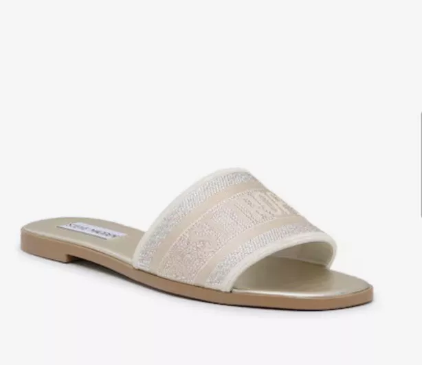 Steve Madden Knox-R Womens Gold Slip On Flat Slide Sandal Size 10 Used