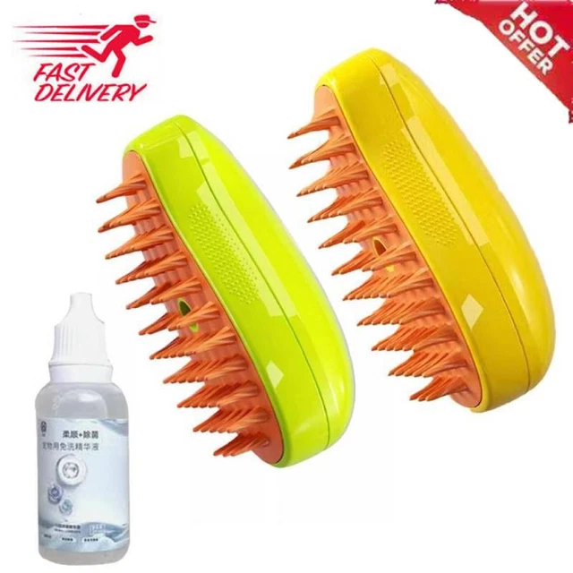 Steamy Cat Brush.3 In1 Cat Steamy Brush,Self Cleaning Steam Cat Brush w/Essence