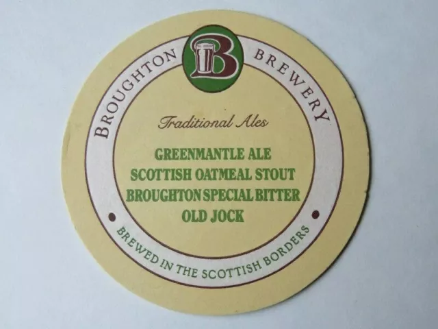 Beer Pub Coaster ~ GREENMANTLE ALE Broughton Brewery, Brewed in Biggar, SCOTLAND