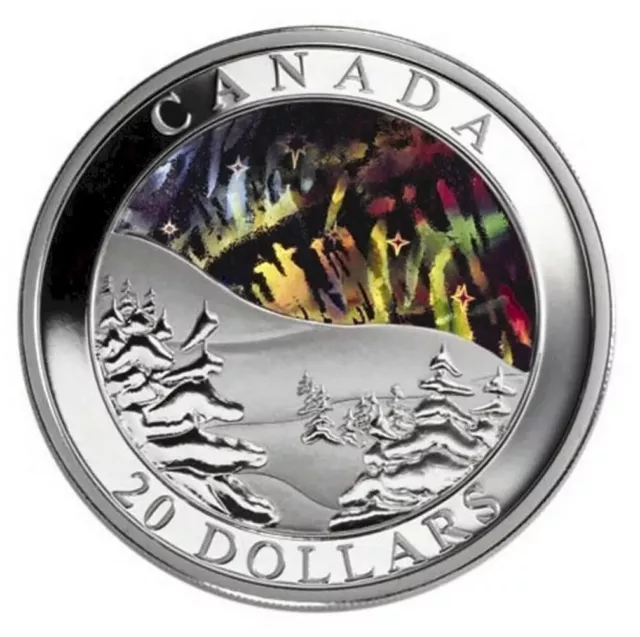 1 Oz Silver Coin 2004 Canada $20 Natural Wonders Aurora Borealis Hologram