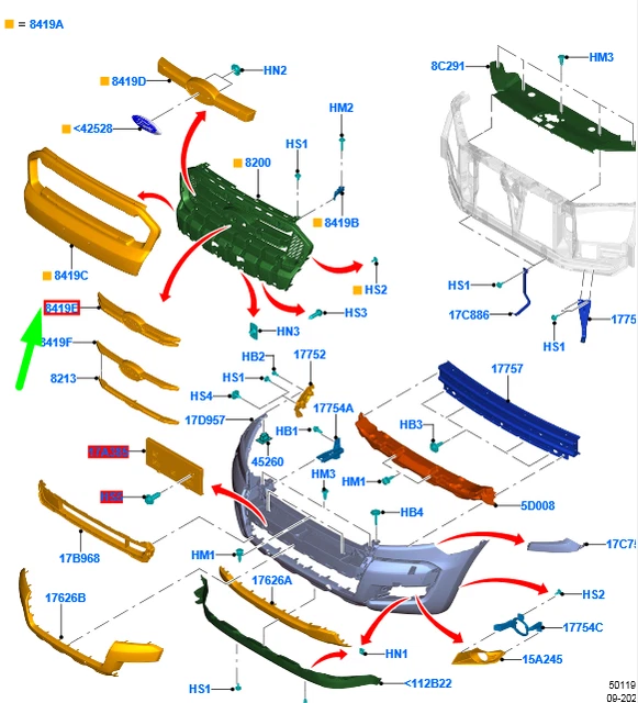 FORD RANGER T6 MK1 Radiator Grille Moulding 2310483 NEW GENUINE $223.69 ...
