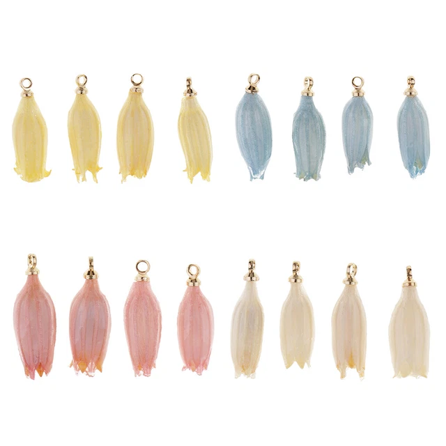 4 Schmuck machen Charms baumeln Perlen Harz getrocknete Blume Anhänger DIY
