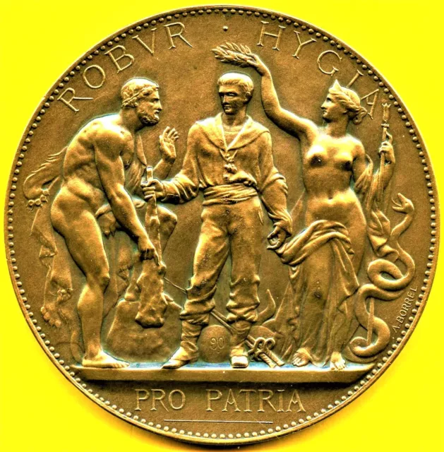 FORT COMME UN BERSERK ¤ Rare médaille Art nouveau par Alfred Borrel