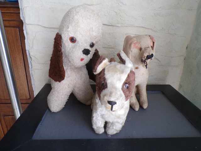 Peluche Ancienne Chien 1913 - Bourrage Paille, Ossature Métal - Fait Main - Collector France