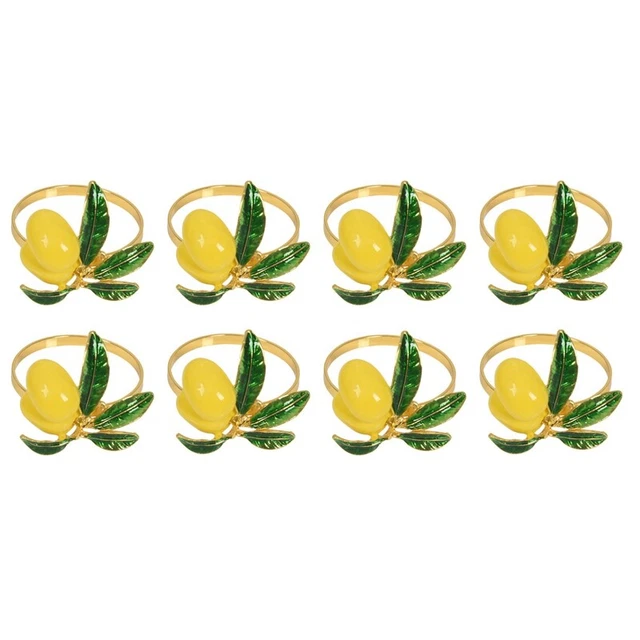 Set di 8 Anelli Tovagliolo Limone Porta Tovagliolo Matrimonio Fibbia Tovagliolo Oro per Ta R5X2