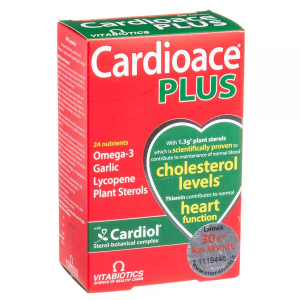 Vitabiotics Cardioace Plus 60 Capsules Cholestérol Niveaux Cœur Supplément Santé