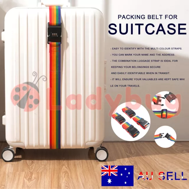 4x Travel Luggage Suitcase Bag Packing Secure Safe Strap Belt Password Lock 2M